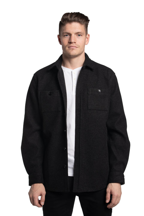 Belfast Wool Look Overshirt in Charcoal