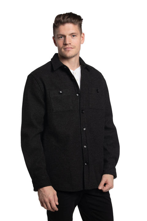 Belfast Wool Look Overshirt in Charcoal