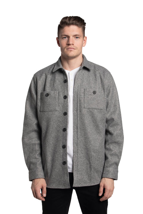 Belfast Wool Look Overshirt in Fossil Gray