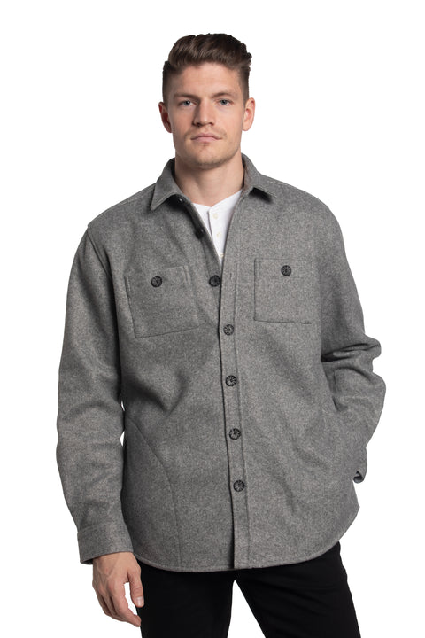 Belfast Wool Look Overshirt in Fossil Gray