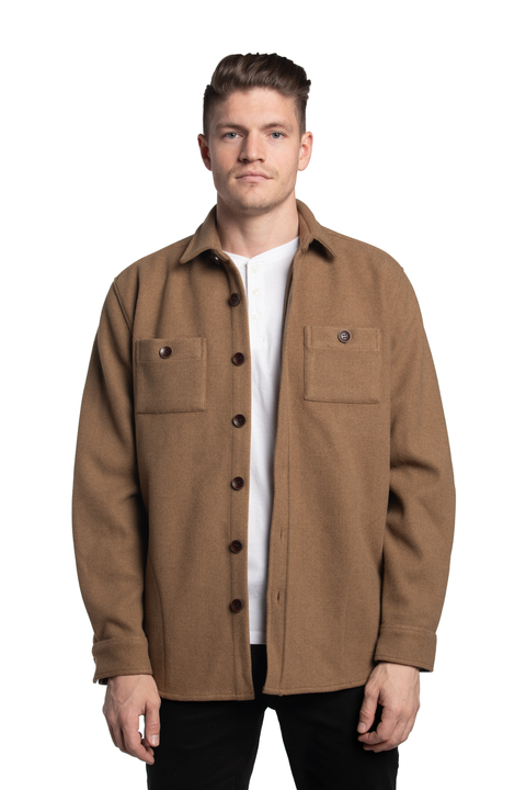 Belfast Wool Look Overshirt in Oatmeal