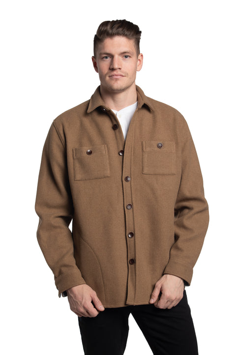 Belfast Wool Look Overshirt in Oatmeal