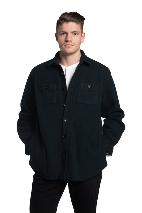 Belfast Wool Look Overshirt in Navy