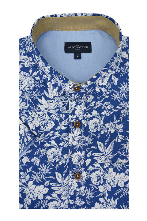 Hanalei Short Sleeve Shirt in Ocean Blue and White