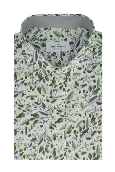 Trasimeno Short Sleeve Shirt in Asparagus Green and White