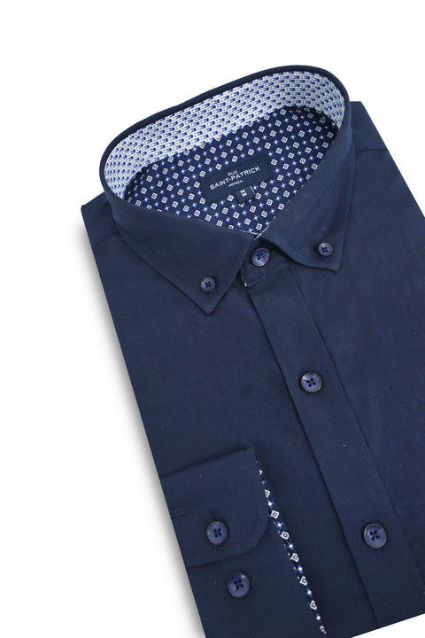 Strangford Stretch Oxford Shirt in Dark Navy