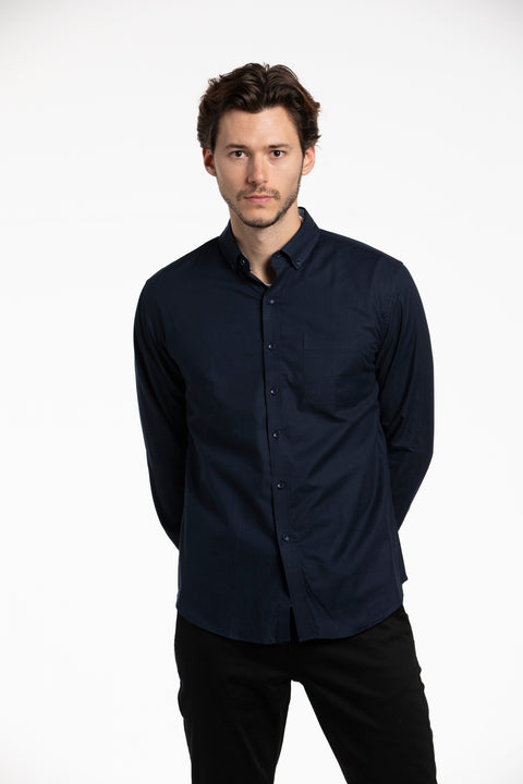 Strangford Stretch Oxford Shirt in Dark Navy