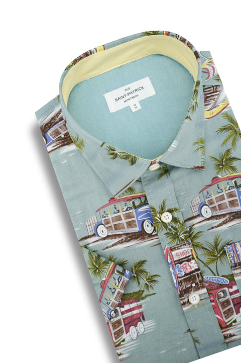 Havana Short Sleeve Shirt in Seafoam Green