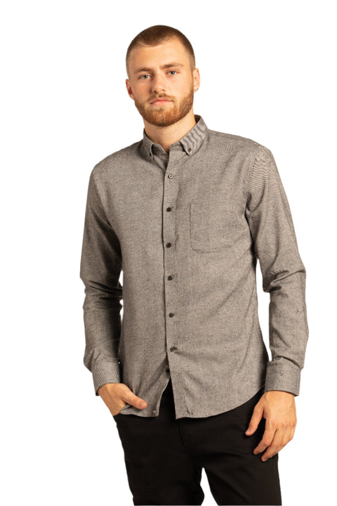 Lancaster Brushed Diagonal Twill Shirt in Harbor Grey