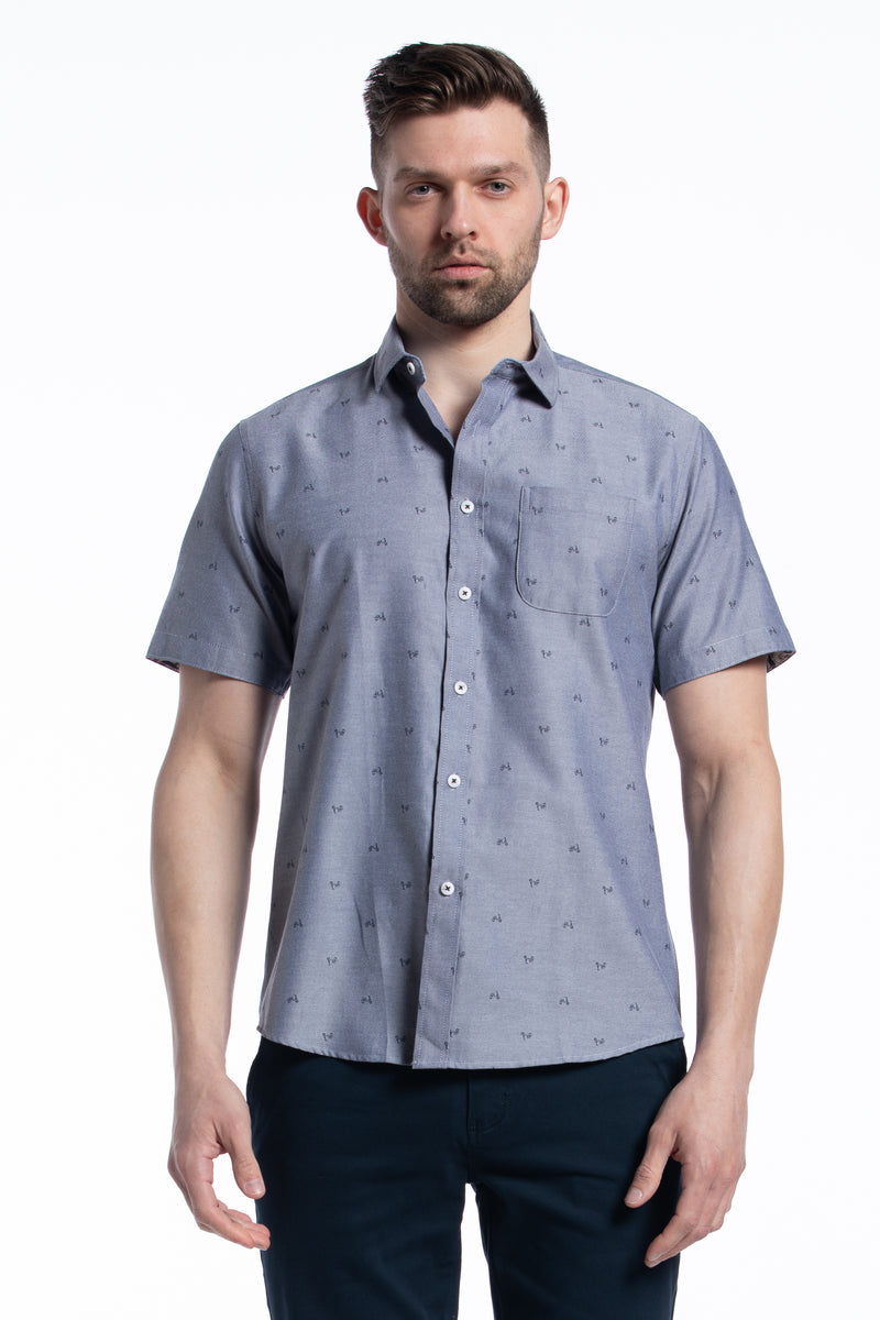 Messina Easy-Care Short Sleeve Shirt in Slate Blue – Rue Saint-Patrick