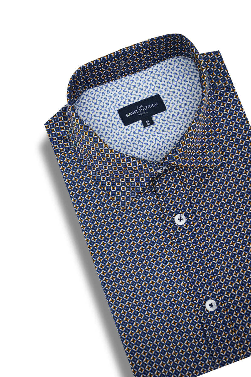 Wakefield Wrinkle Free Shirt in Navy and Ginger – Rue Saint-Patrick