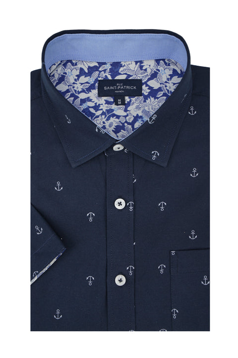 Barbados Easy-Care Short Sleeve Shirt in Navy