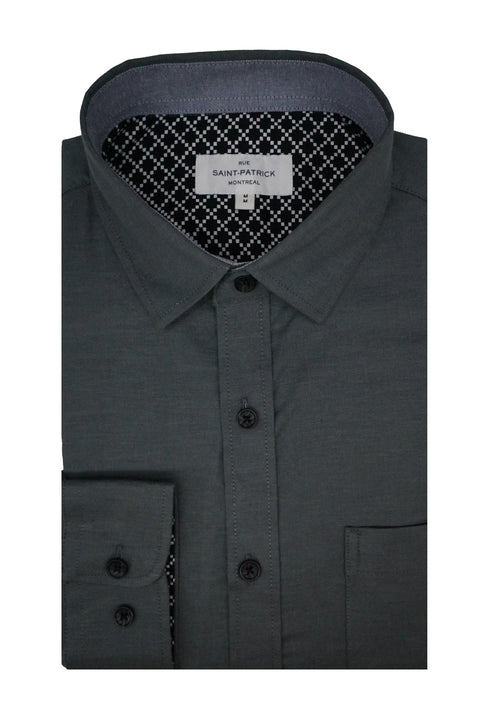 Carlow Stretch Oxford Shirt in Granite Grey