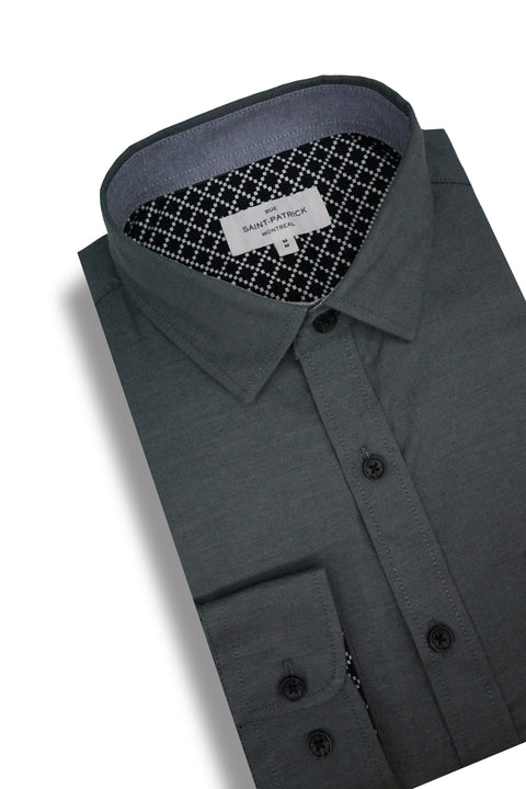 Carlow Stretch Oxford Shirt in Granite Grey