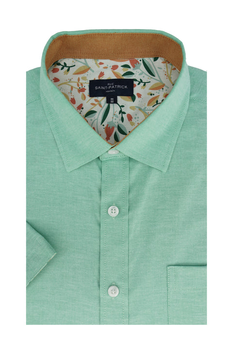 Hawthorne Stretch Easy-Care Short Sleeve Shirt in Mint Green