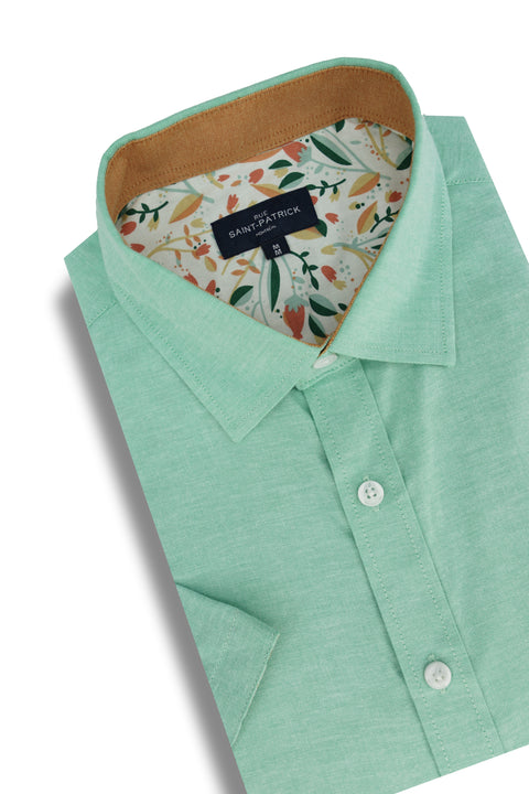 Hawthorne Stretch Easy-Care Short Sleeve Shirt in Mint Green