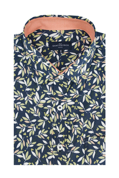 Tampico Short Sleeve Shirt in Navy and Laurel Green