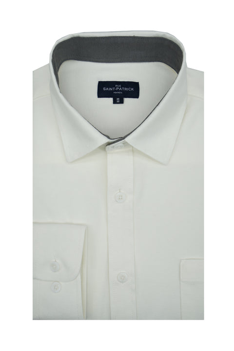 Braxton Knitted Pique Shirt in White