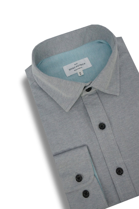 Lockheart Knitted Pique Shirt in Shark Grey