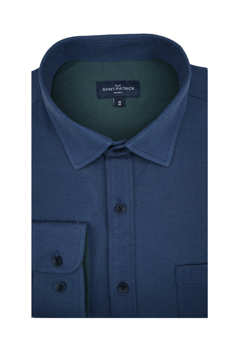 Montgomery Knitted Pique Shirt in Indigo