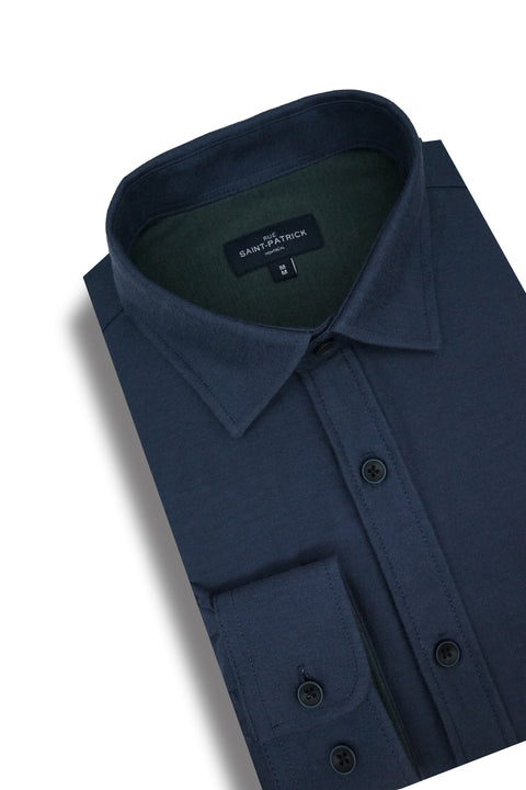 Tantalus Knitted Pique Shirt in Navy