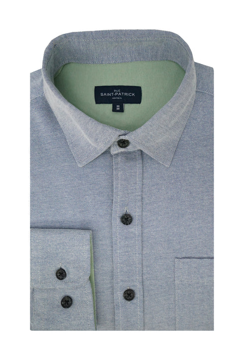 Levesque Knitted Pique Shirt in Slate Blue