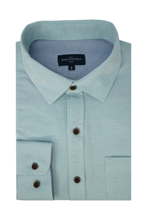 Radcliffe Knitted Pique Shirt in Aqua Blue