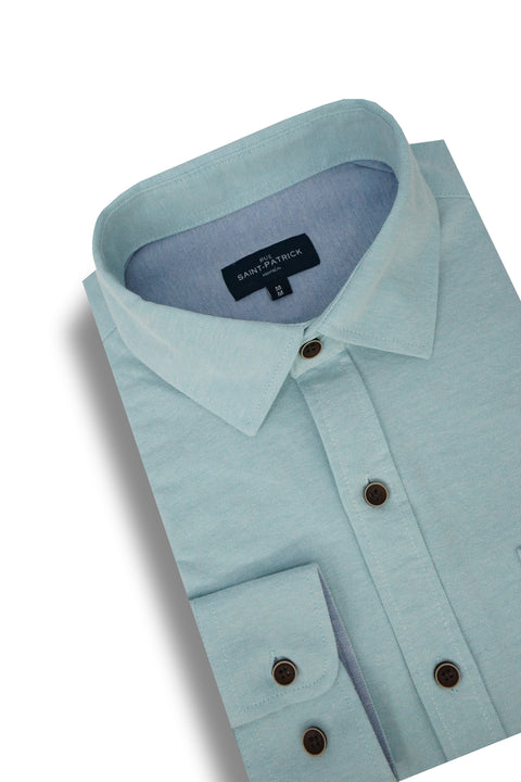 Radcliffe Knitted Pique Shirt in Aqua Blue