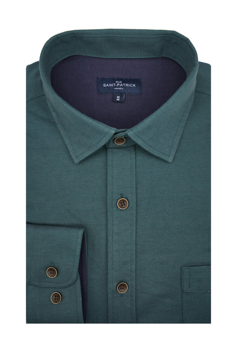 Pemberton Knitted Pique Shirt in Pine Grove Green