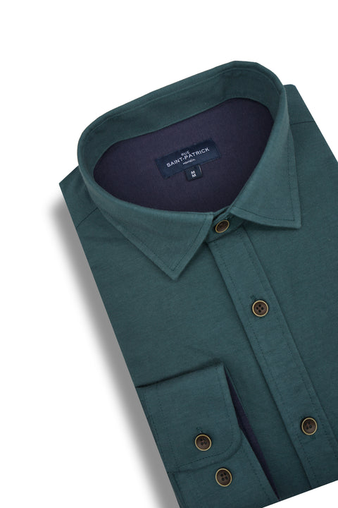 Pemberton Knitted Pique Shirt in Pine Grove Green