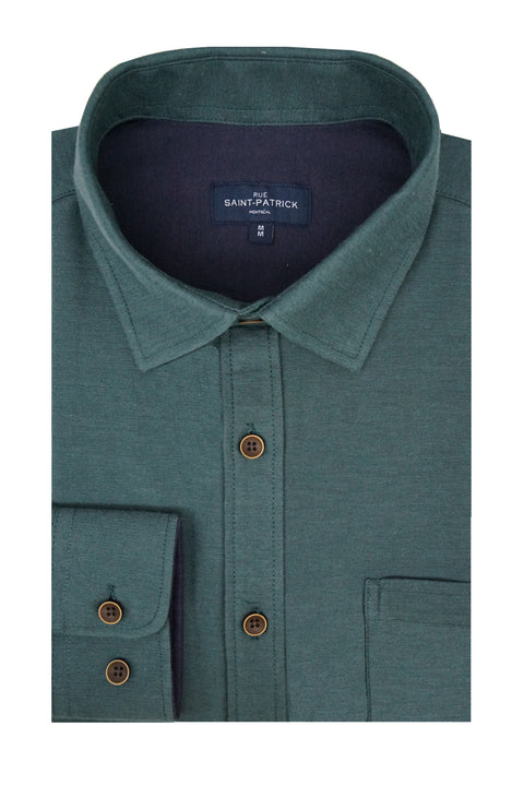 Cantley Knitted Pique Shirt in Black in Dark Teal