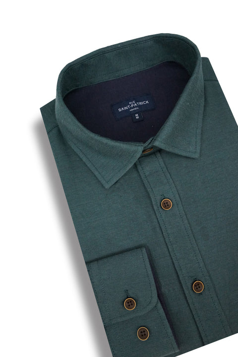 Cantley Knitted Pique Shirt in Black in Dark Teal