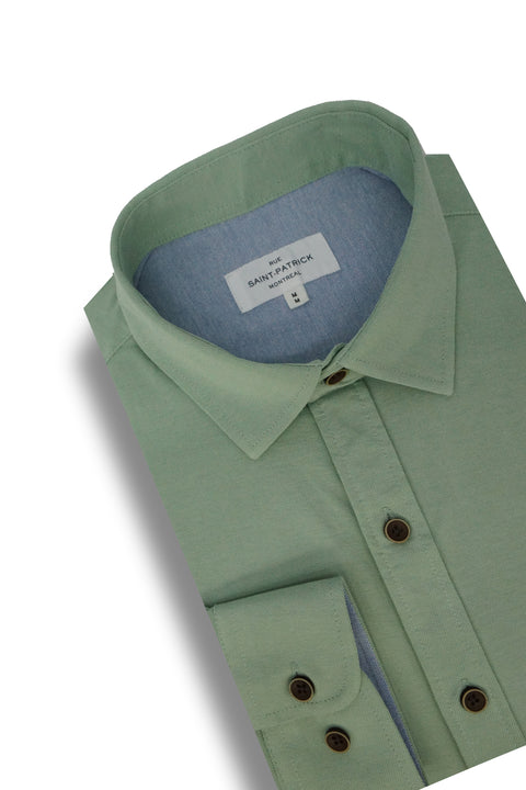 Beaumont Knitted Pique Shirt in Sage Green