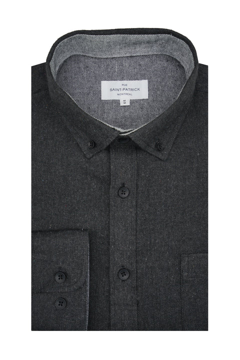 Galloway Melange Super Soft Flannel Shirt in Onyx