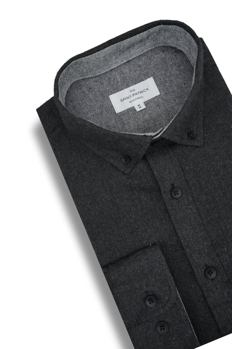 Galloway Melange Super Soft Flannel Shirt in Onyx