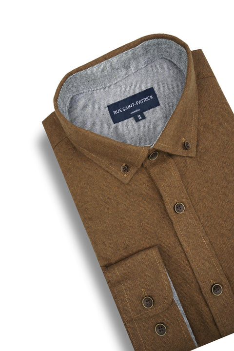 Rutherford Melange Super Soft Flannel Shirt in Tuscan Brown