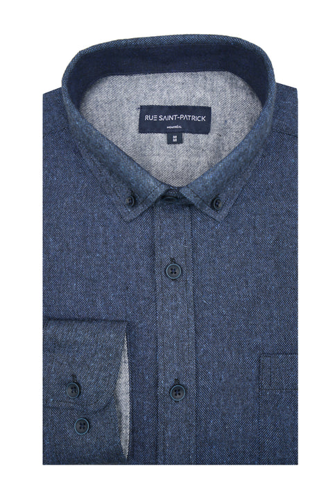 Stornoway Melange Super Soft Flannel Shirt in Navy