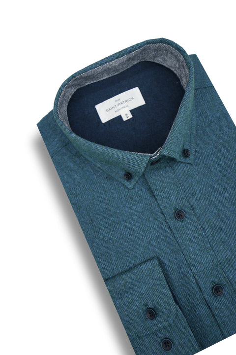 Fraser Melange Super Soft Flannel Shirt in Dark Aqua