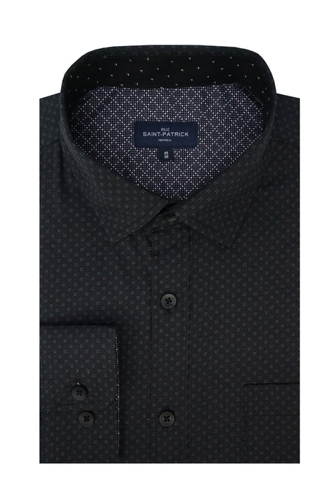 Trevororum Stretch Poplin Shirt in Jet Black