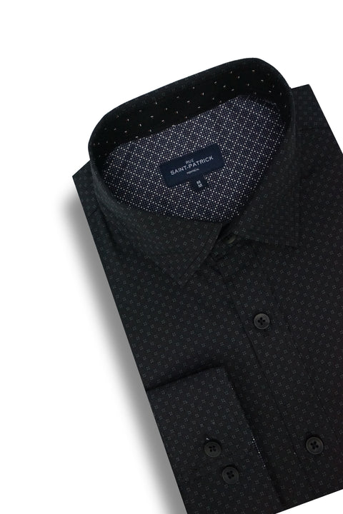 Trevororum Stretch Poplin Shirt in Jet Black