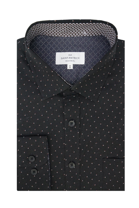 Florentia Stretch Poplin Shirt in Black