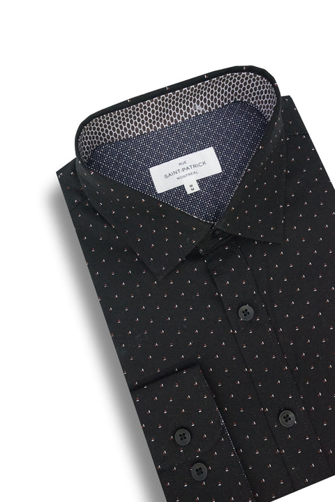 Florentia Stretch Poplin Shirt in Black