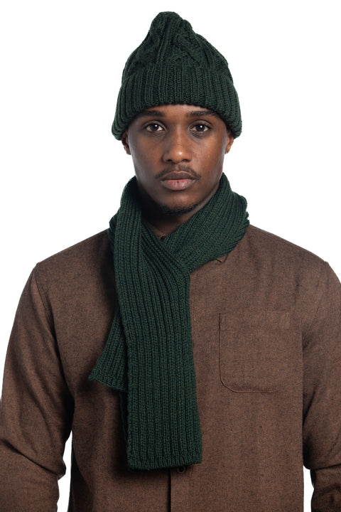 Made in Ireland Merino Wool Cable Knit Toque in Green