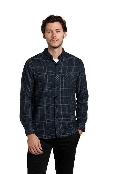 Ballyboley Flannel Shirt in Navy and Teal