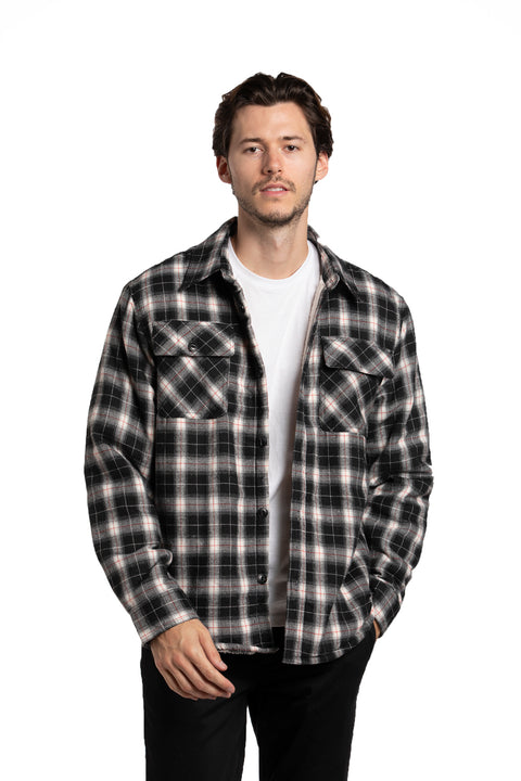 Dublin Sherpa Lined OverShirt in Black and White