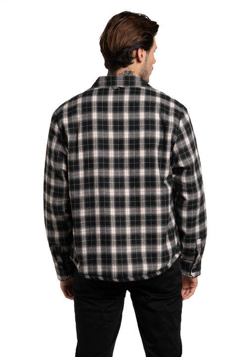 Dublin Sherpa Lined OverShirt in Black and White