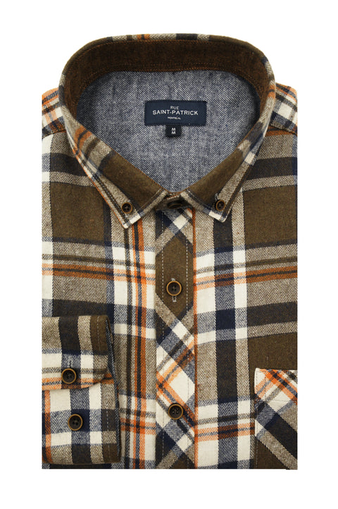 Amiens Flannel Shirt in Brown and Orange