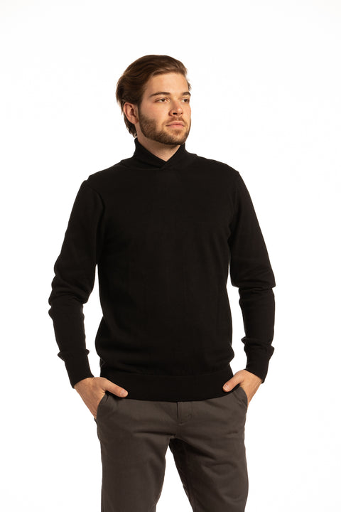 Cotton Cowl Neck Sweater in Black