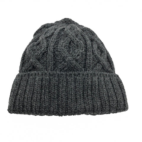 Made in Ireland Merino Wool Cable Knit Toque in Slate Gray