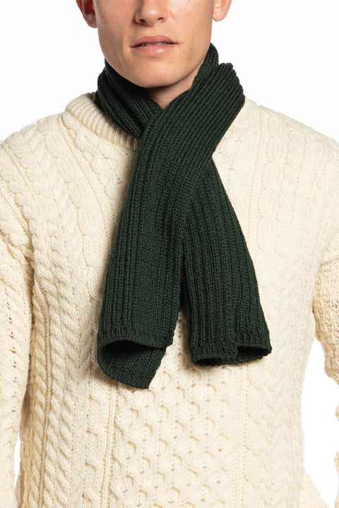 Cable Knit Scarf in Green Made in Ireland